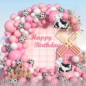 Mocsicka Cow Pink Farm Birthday Balloon Arch Kit