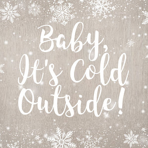 Mocsicka Baby It's Cold Outside Wooden Floor Snowflakes Baby Shower Backdrop