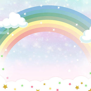 Mocsicka Rainbow and Little Stars Happy Birthday Party Backdrop
