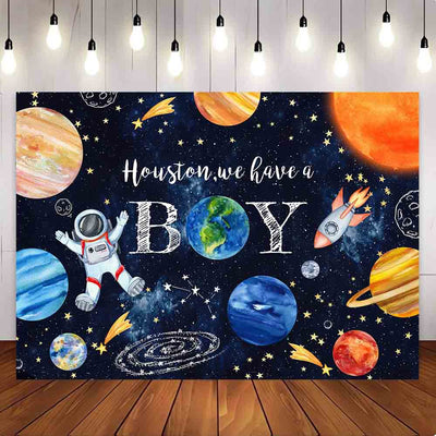 [Only Ship To U.S] Mocsicka Astronaut Space Planet Boy Baby Shower Backdrop-Mocsicka Party