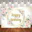 [Only Ship To U.S] Mocsicka Rose Pink Flowers Eucalyptus Leaves Happy Birthday Party Backdrop-Mocsicka Party