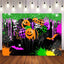 Mocsicka Glitter Green Evil Smiley Halloween Party Backdrop-Mocsicka Party