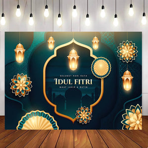 Mocsicka Selamat Hari Raya Eid Mubarak Party Decoration Backdrop