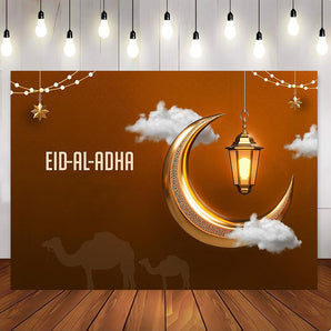 Mocsicka Burnt Orange Eid Al-fitr Party Decorations Backdrop