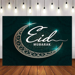 Mocsicka Bottle Green Eid Mubarak Party Decorations Backdrop