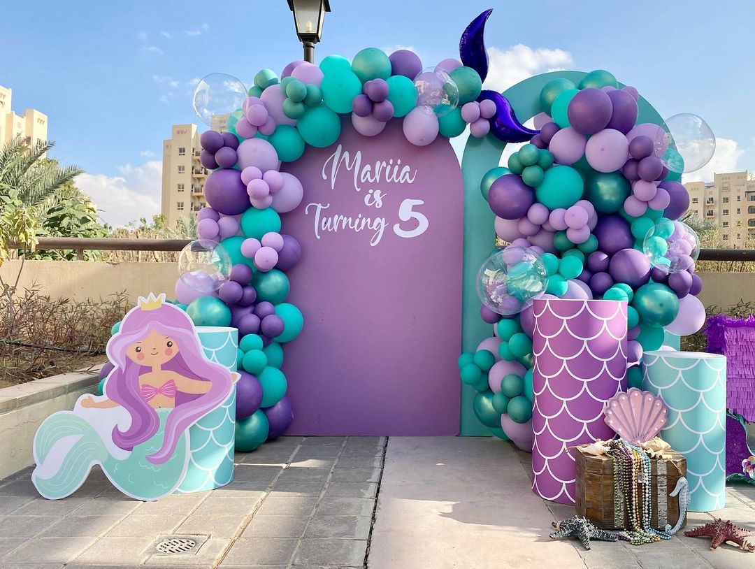 Mocsicka Double-printed Mermaid Theme Purple Chiara Cover Backdrop-Mocsicka Party