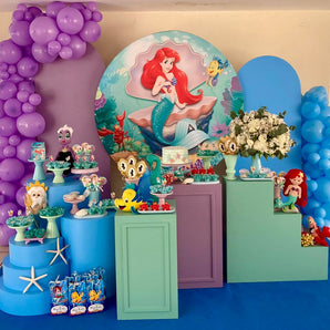 Mocsicka Little Mermaid Ariel Theme Happy Birthday Party Round Cover-Mocsicka Party