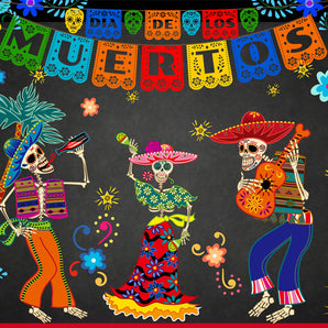 Mocsicka Day of the Dead Back Drop Skull Flowers Dance Party Photo Background