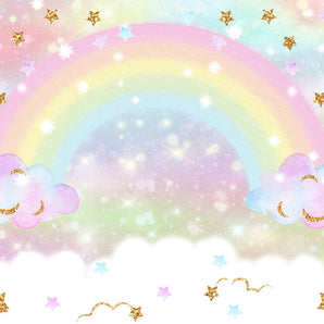 Mocsicka Golden Little Stars Rainbow Ployester Floor for Birthday Party Decoration