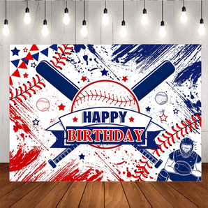 Mocsicka Baseball Sports Themed Happy Birthday Party Backdrop