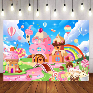Mocsicka Dessert Candy Town Theme Birthday Party Backdrop
