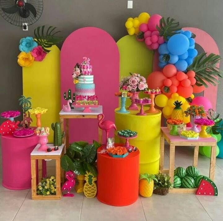 Mocsicka Summer Flamingo Theme Solid Color Double-printed Chiara Cover Backdrop for Birthday Party-Mocsicka Party