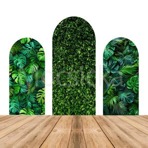 Mocsicka Lush Greenery Double-printed Chiara Arch Cover Backdrop