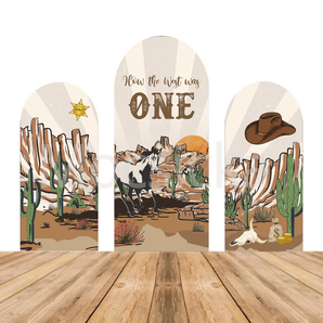 Mocsicka Western Cowboy “How the West Was One” Baby Shower Double-printed Chiara Arch Cover Backdrop