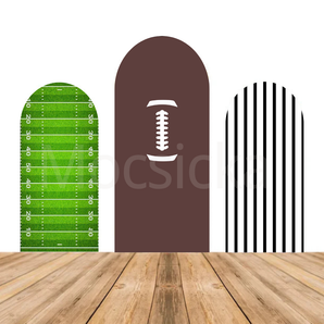 Mocsicka Football Field & Referee Stripes Baby Shower Double-printed Chiara Arch Cover Backdrop
