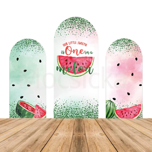 Mocsicka Watermelon “One in a Melon” Baby Shower Double-printed Chiara Arch Cover Backdrop