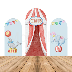 Mocsicka Watercolor Circus “Circus Tent” Baby Shower Double-printed Chiara Arch Cover Backdrop