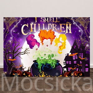 Mocsicka I Smell Children for Halloween Party Backdrop