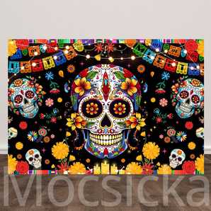Mocsicka | Colorful Dia de los Muertos Sugar Skull Party Backdrop