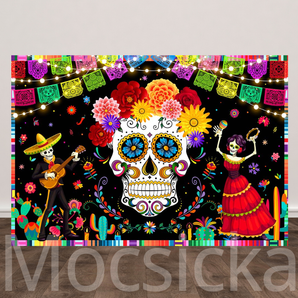 Mocsicka  Festive Dia de los Muertos Celebration Party Backdrop