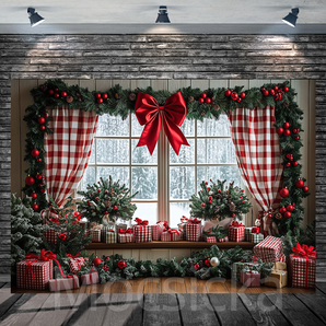 Mocsicka Christmas Window Backdrop for Christmas Party