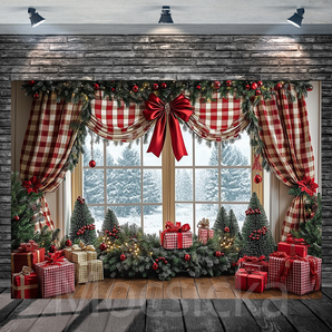 Mocsicka Red Plaid Christmas Backdrop for Xmas Decorations