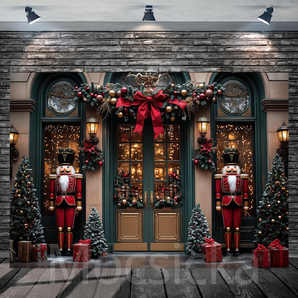Mocsicka Nutcracker with Doorway Garland for Christmas Backdrop