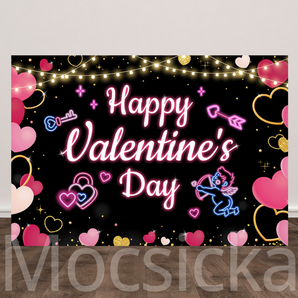 Mocsicka 'Neon Love Glow' Backdrop for Valentine's Day
