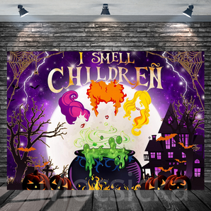 Mocsicka I Smell Children for Halloween Party Backdrop