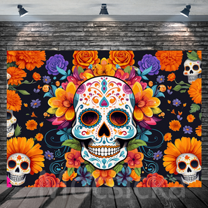 Mocsicka Vibrant & Joyful for Dia de los Muertos Mexico Fiesta Backdrop