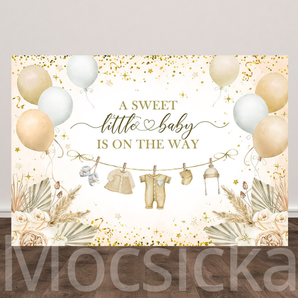 Mocsicka "A Sweet Little Baby Is On The Way" Baby Shower Backdrop
