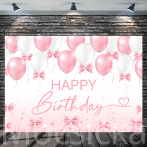 Mocsicka "Pink Balloon Bow" for Happy Birthday Backdrop