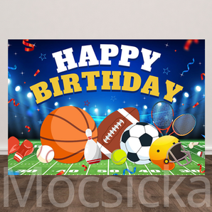Mocsicka Sports - Themed Happy Birthday Backdrop