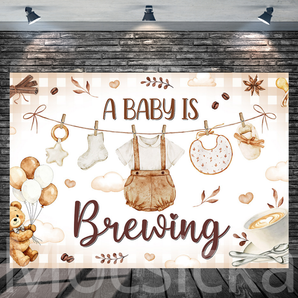 Mocsicka "Coffee Tone Baby Elements" for Baby Shower Backdrop