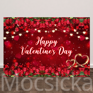 Mocsicka 'Red Rose Love Glow' Backdrop for Valentine's Day