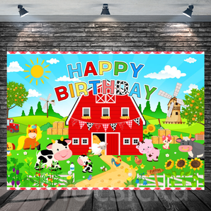 Mocsicka Happy Birthday with Farm Backdrop for Birthday