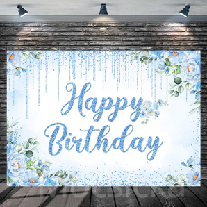 Mocsicka Blue - Themed Happy Birthday Backdrop for Birthday