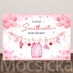 Mocsicka "A Little Sweetheart Is On The Way" Baby Shower Backdrop