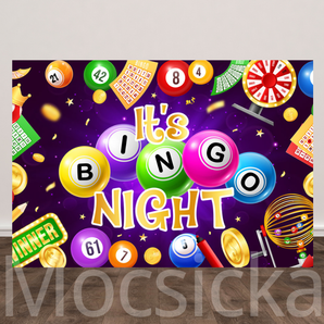 Mocsicka "It's Bingo Night" Bingo - Themed for Party Backdrop