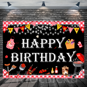Mocsicka BBQ - Themed Happy Birthday Backdrop for Birthday