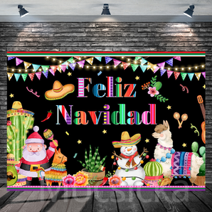 Mocsicka "Feliz Navidad - Mexican Style Fiesta" for Christmas Party Backdrop