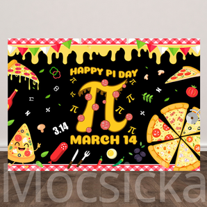 Mocsicka "Happy Pi Day March 14" Pizza - Themed Backdrop