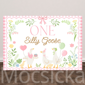 Mocsicka "One Silly Goose"for First Birthday Backdrop
