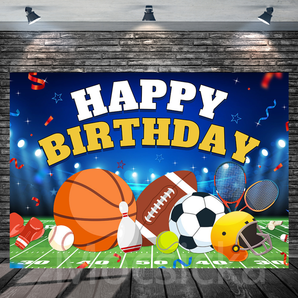 Mocsicka Sports - Themed Happy Birthday Backdrop
