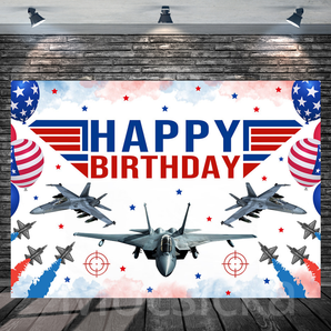 Mocsicka American Air Force and Fighter Jet for Birthday Backdrop