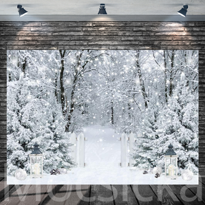Mocsicka "Winter Enchantment - Snowy Forest Path" for Christmas Backdrop