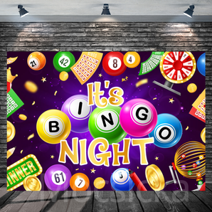 Mocsicka "It's Bingo Night" Bingo - Themed for Party Backdrop