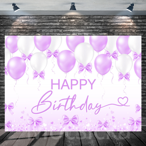 Mocsicka Purple and White Balloon Backdrop for Birthday