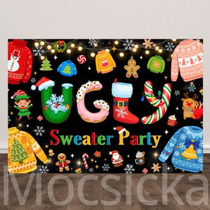 Mocsicka "Ugly Sweater Party" For Christmas Backdrop