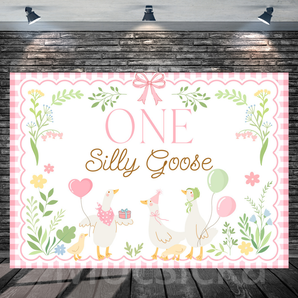 Mocsicka "One Silly Goose"for First Birthday Backdrop